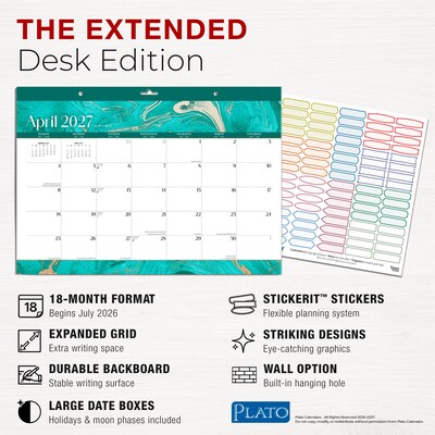 2026-2027 Plato Crackled Blush 14" x 10" Academic Monthly Desk Pad Calendar (9798330708123)