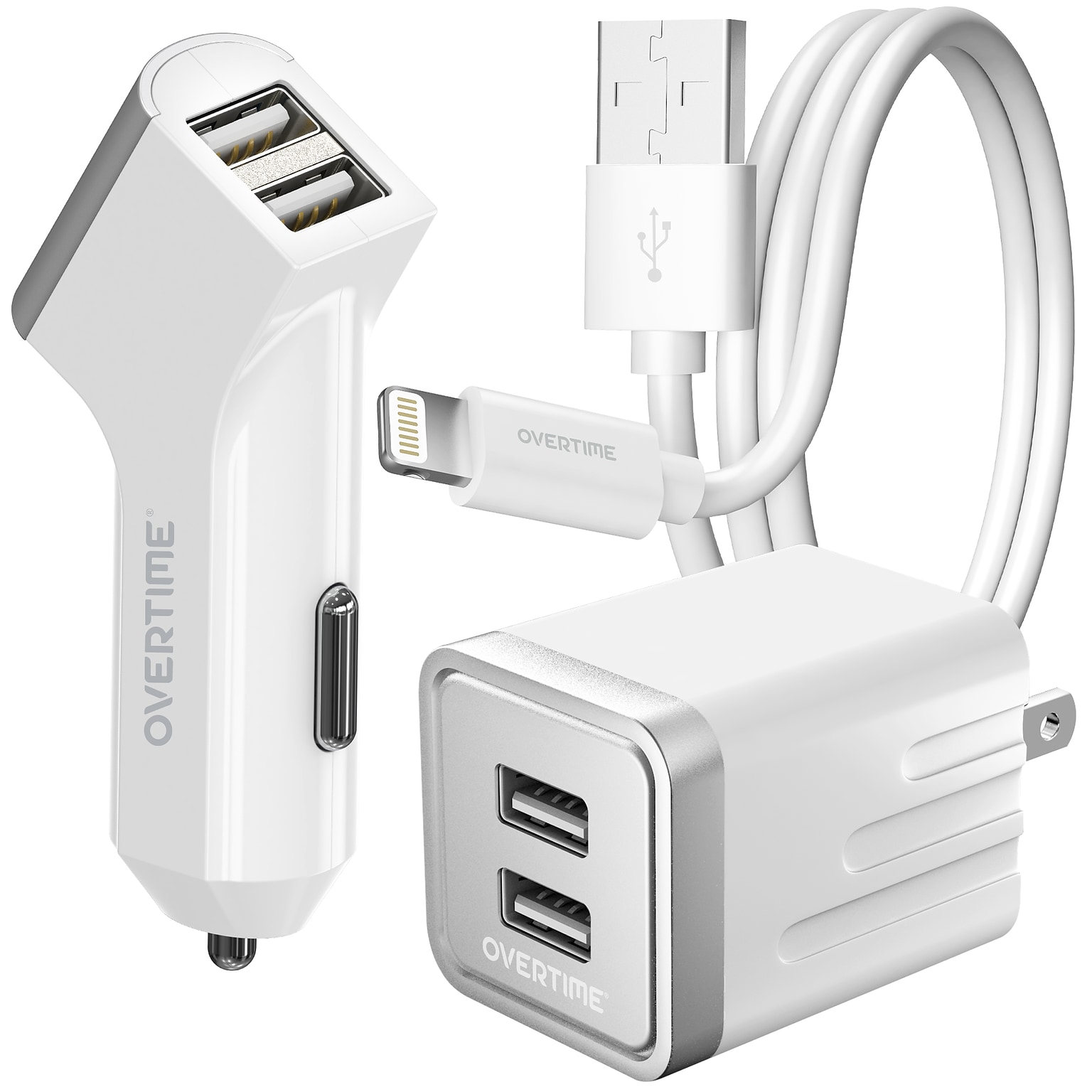 Overtime USB-A Charging Kit for Apple, 12W, White (DAC3IN1)