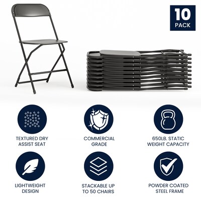 Flash Furniture HERCULES Plastic Student/School Chairs, Black, 10/Pack (LE-L-3-BK-GG)
