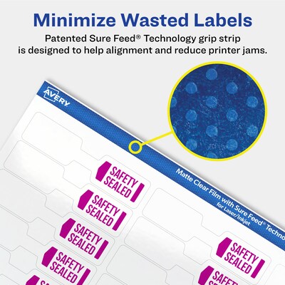 Avery Laser/Inkjet Decorative Edge Multipurpose Labels, 1/2" x 2-1/2", Clear, 2250/Box (94749)