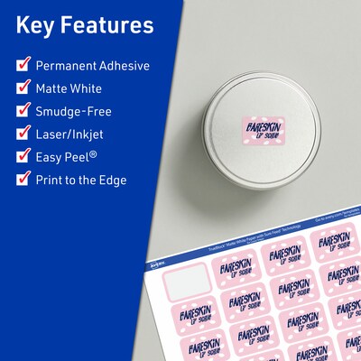 Avery TrueBlock Laser/Inkjet Multipurpose Rectangle Labels, 1 x 1.5, White, 320 Labels/Pack (94219)
