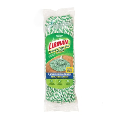 Libman Tornado Twist Mop Head, #16, White/Green, 4/Carton (2031)