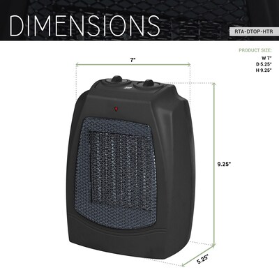 Techni Home 1500-Watt Ceramic Electric Desk Heater, Black (RTA-DTOP-HTR)