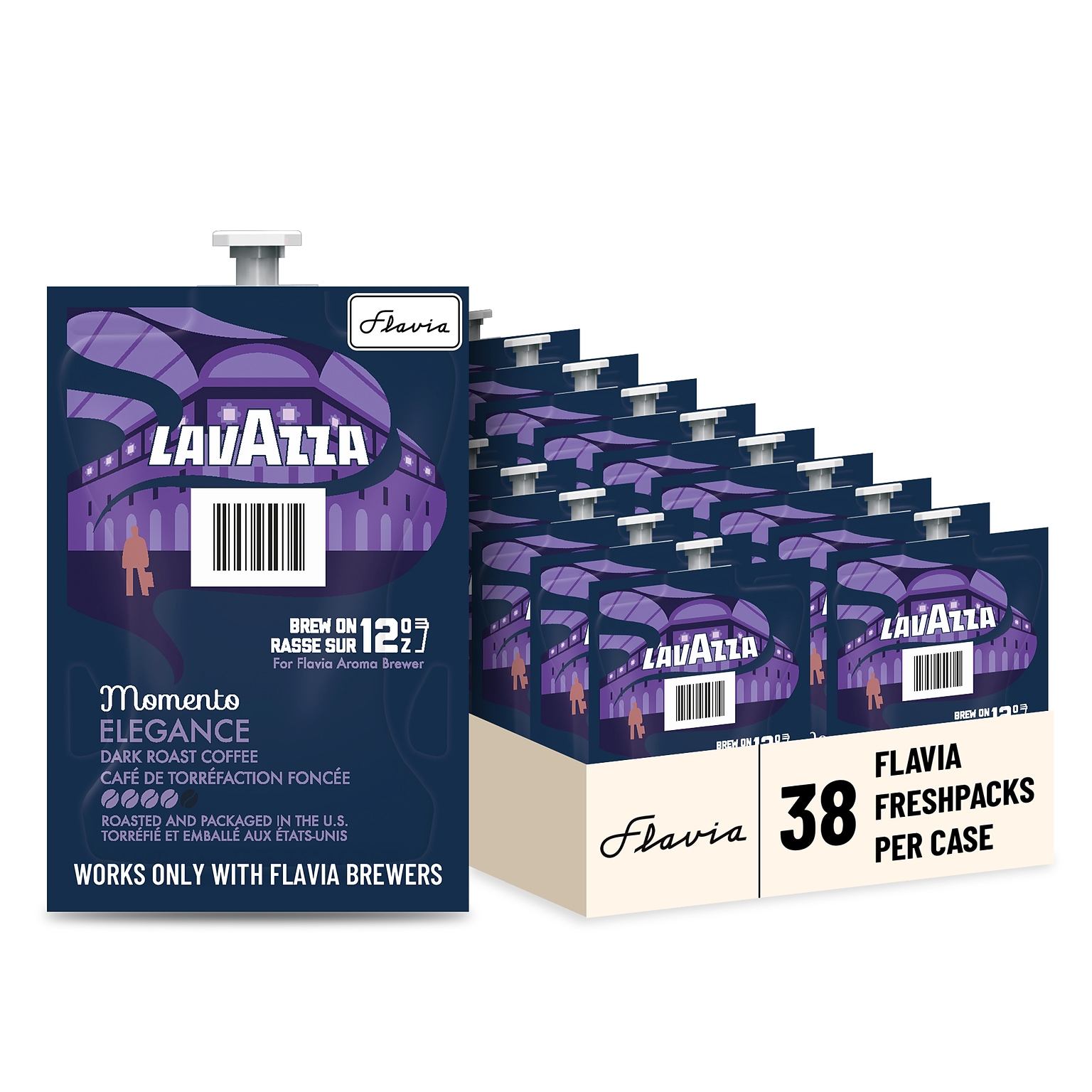 Lavazza Momento Elegance Coffee Flavia Freshpacks, Dark Roast, 38/Carton (48791)
