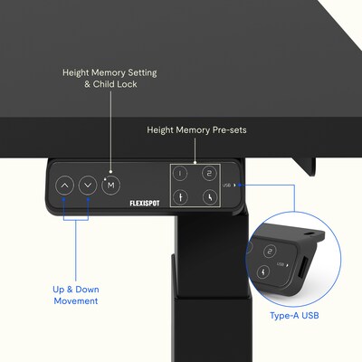FlexiSpot E7 Commercial 60''W Electric Rectangular Adjustable Standing Desk, Black (E7BCOM6030-B)