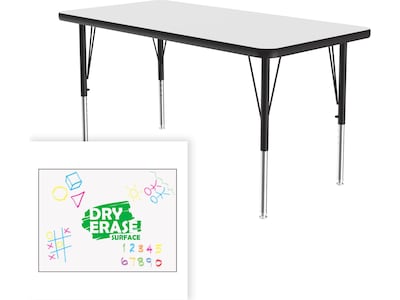 Correll Rectangular Activity Table, 60" x 24", Height-Adjustable, Frosty White/Black (A2460DE-REC-80)