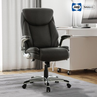 Sealy Posturepedic Axel Swivel Executive Office Chair Dark Grey 64626 Quill