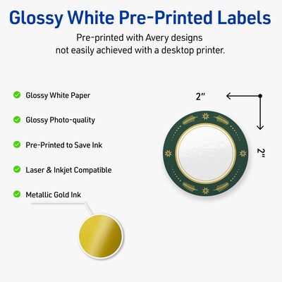 Avery Circle Multipurpose Labels, 2 Dia., White, 120/Pack (19479370394)