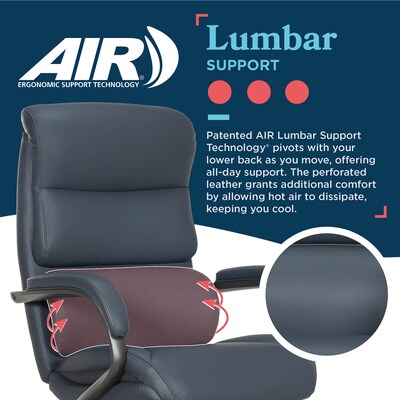 La-Z-Boy Aberdeen Ergonomic Bonded Leather Swivel Executive Chair, Dark Blue (51545-DBLU)