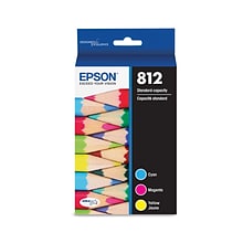 Epson T812 Cyan/Magenta/Yellow Standard Yield Ink Cartridge, 3/Pack  (T812520-S)