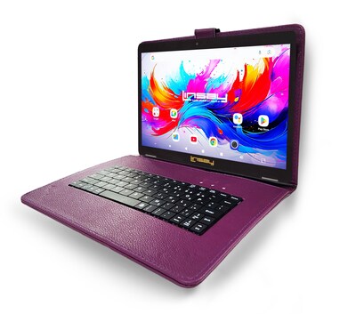 Linsay F10 Series 10.1 Tablet, Wi-Fi, Octa Core, 256GB eMMC, Android 15, with Purple Keyboard Case (F10XIPSPURPLESPLUS)