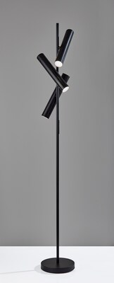 Adesso Greer 71"H Matte Black Floor Lamp with 3 Cylindrical LED Shades (4216-01)
