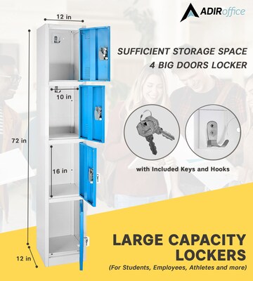 AdirOffice 72'' 4-Tier Blue Storage Locker, 4/Pack (629-204-BLU-4PK)