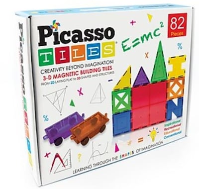 PicassoTiles 3D Magnetic Building Tiles, 82 Pieces/Pack (PT82)