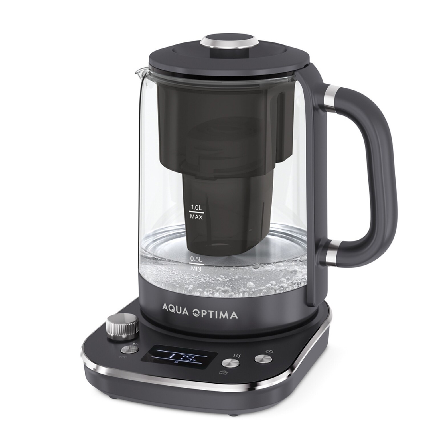 Aqua Optima KT3000 Glass Electric Kettle with Water Filter, 7-Cups, Black