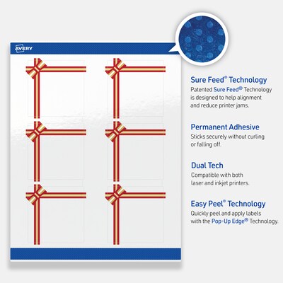 Avery Square Multipurpose Labels, 3" x 3", White, 60/Pack (19479370590)