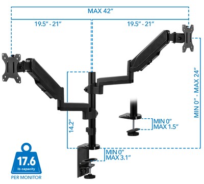 Mount-It! Dual Monitor Arm Desk Mount for 19" to 32" Monitors, Black (MI-4762)