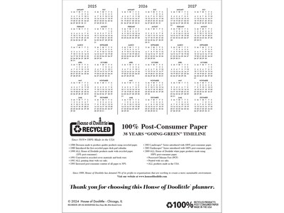 2025 House of Doolittle Deco Days 8.5" x 11" Monthly Calendar Planner, Faux Leather Cover, Black/Gold (29102-25)