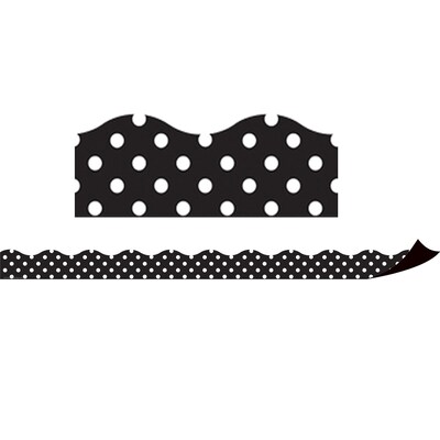 Teacher Created Resources Magnetic Borders, Black Polka Dots, 24' x 1.5", 12/Pack (TCR77124)