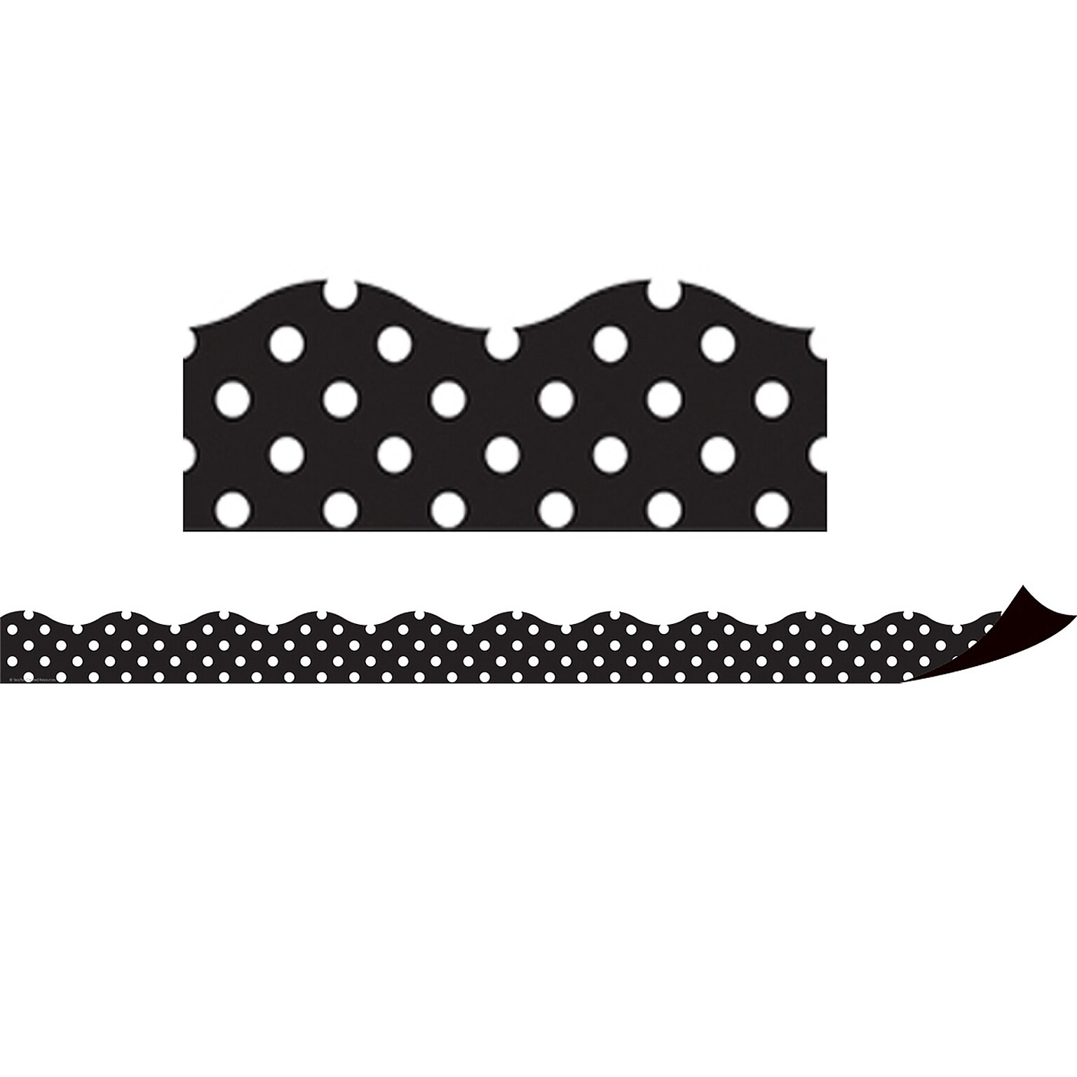 Teacher Created Resources Magnetic Borders, Black Polka Dots, 24 x 1.5, 12/Pack (TCR77124)