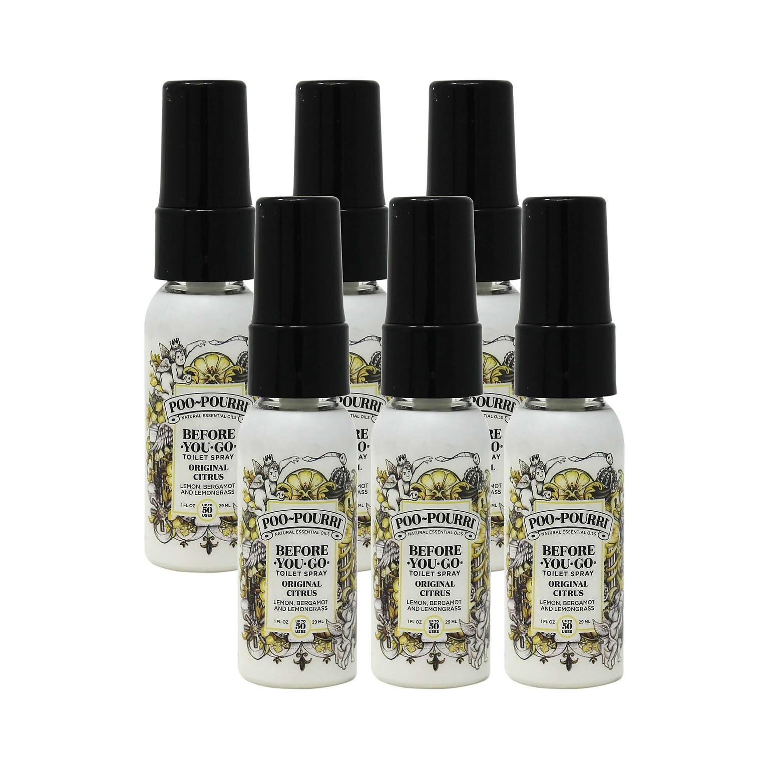 Poo-Pouri Original Citrus Scent Spritzer, 1 oz Bottle, 6 Bottles/Bag, 24 Bags/Carton