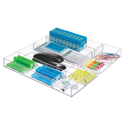 iDESIGN 4-Compartment Plastic Drawer Organizer, Clear, 2 Piece (29092M2)