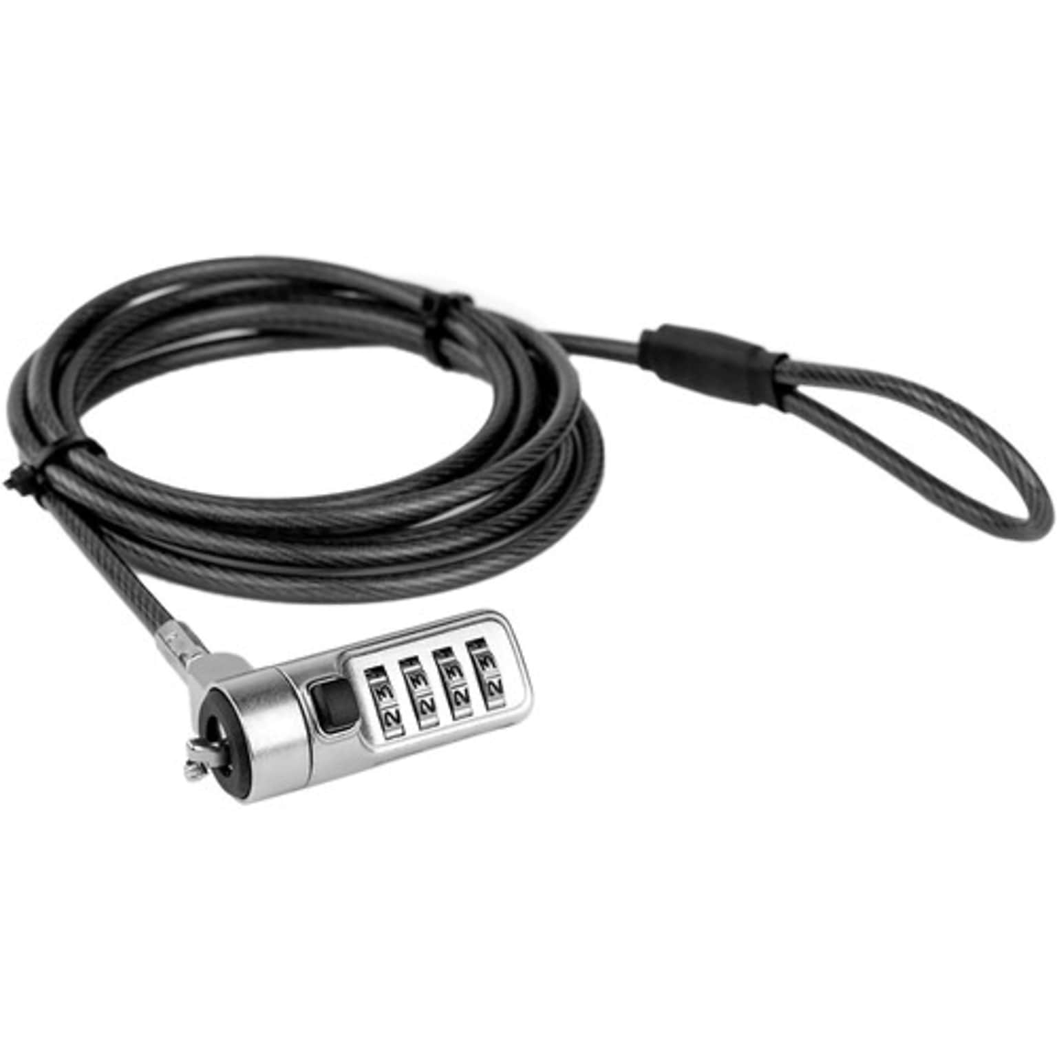 Rocstor Rocbolt W21 Combination Laptop Cable Lock, 6 ft. (Y1RB011-B1)