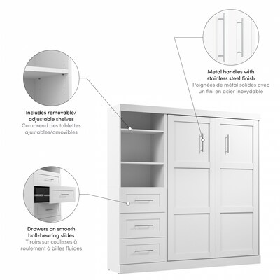 Bestar Pur Space-Saving Murphy Bed and Shelving Unit with Drawers, White (26868-17)