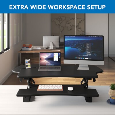 Mount-It! 48"W Rectangular Adjustable Metal Standing Desk Converter, Black (MI-7925)