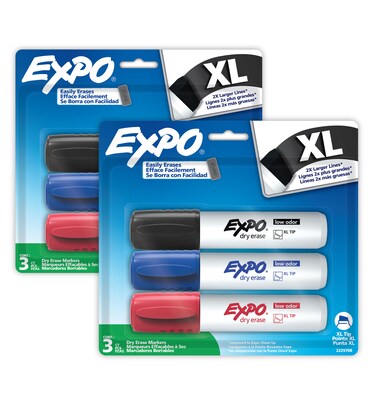 EXPO XL Dry Erase Markers, Assorted Colors, 6/Pack