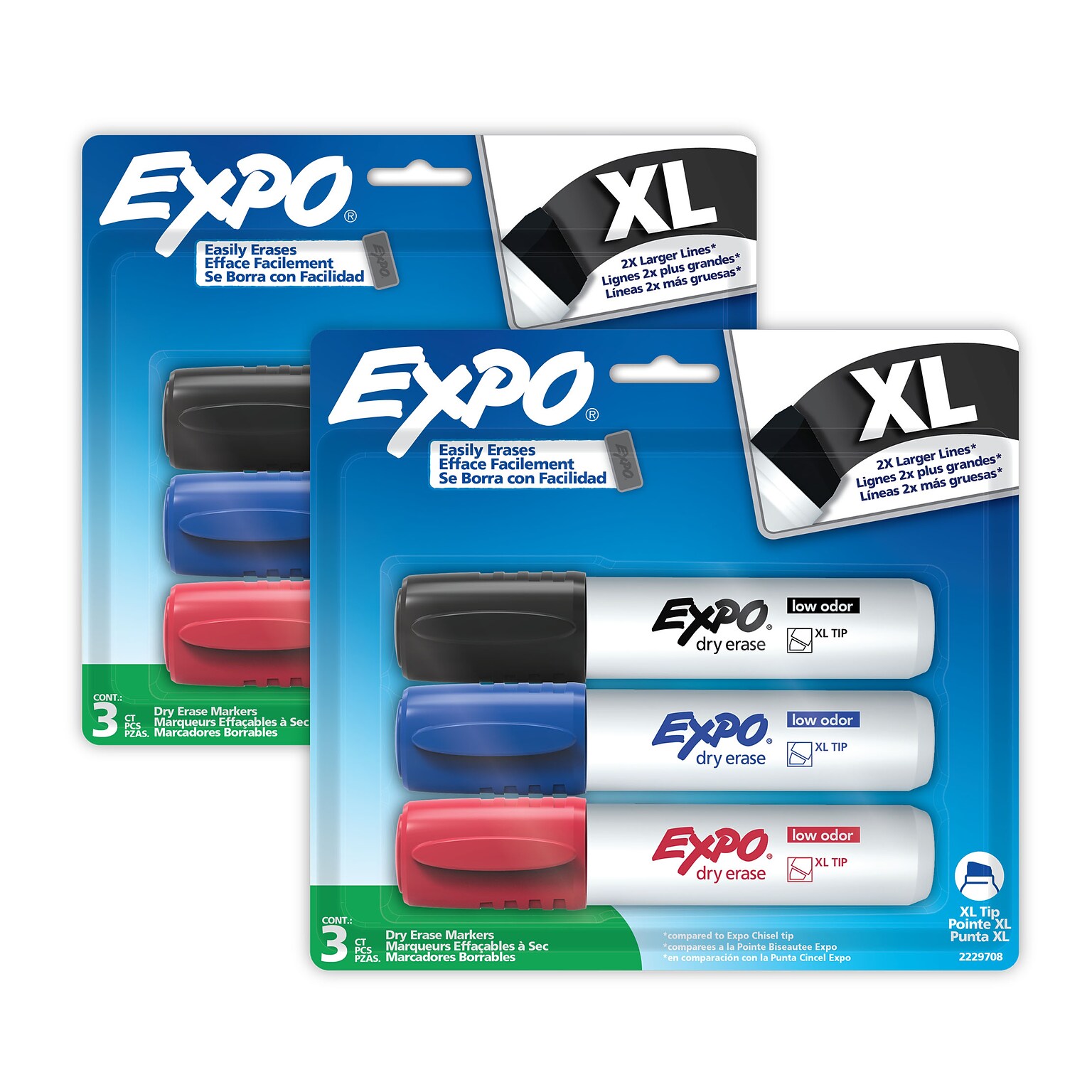 EXPO XL Dry Erase Markers, Assorted Colors, 6/Pack