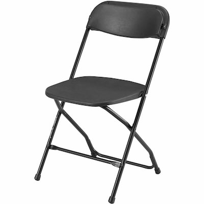 Lorell Injection-Molded Folding Chairs, Black, 4/Carton (LLR62534)