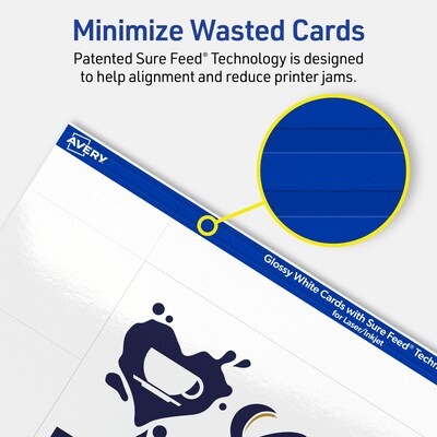 Avery Integrated Cards, 3" x 5", Glossy White, 30/Pack (95337)