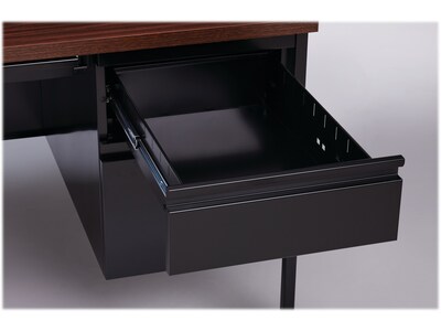 Hirsh 60"W Double-Pedestal Computer Desk, Black/Walnut (20101)