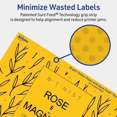 Avery Rectangle Laser/Inkjet Multipurpose Labels, 4.75" x 7.75", Bright Yellow (80/Box)