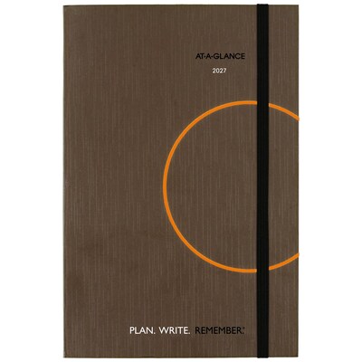2027 AT-A-GLANCE 5 x 8.25 Calendar Year Daily Planner, Paperboard Cover, Brown/Orange (70-6201-30-27)