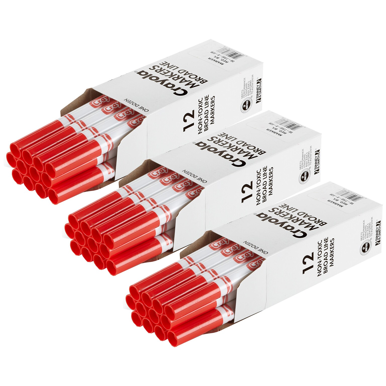 Crayola Bulk Markers, Conical Tip, Red, 12/Pack, 3 Packs/Bundle (BIN587700038-3)