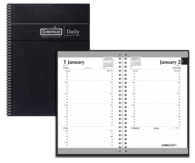 2027 House of Doolittle 5 x 8 Daily Standard Appointment Book, Faux Leather Cover, Black (28802-27)