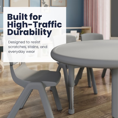 Flash Furniture Wren Half Moon Activity Table, 35" x 65", Height Adjustable, Soft Gray (YUYCX042MOONSGY)