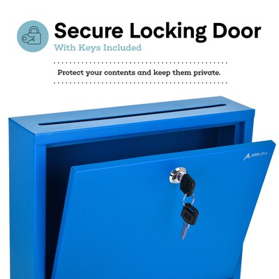 AdirOffice Steel Multipurpose Drop Box Interoffice Mailbox, Large, Blue (631-03-BLU-PKG)