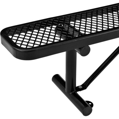 Global Industrial 6' Outdoor Steel Flat Bench, Expanded Metal, Black (277156BK)