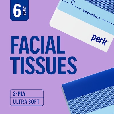 Perk™ Ultra Soft Tissue, 2-Ply, 95 Sheets/Box, 6 Boxes/Pack (PK57779)