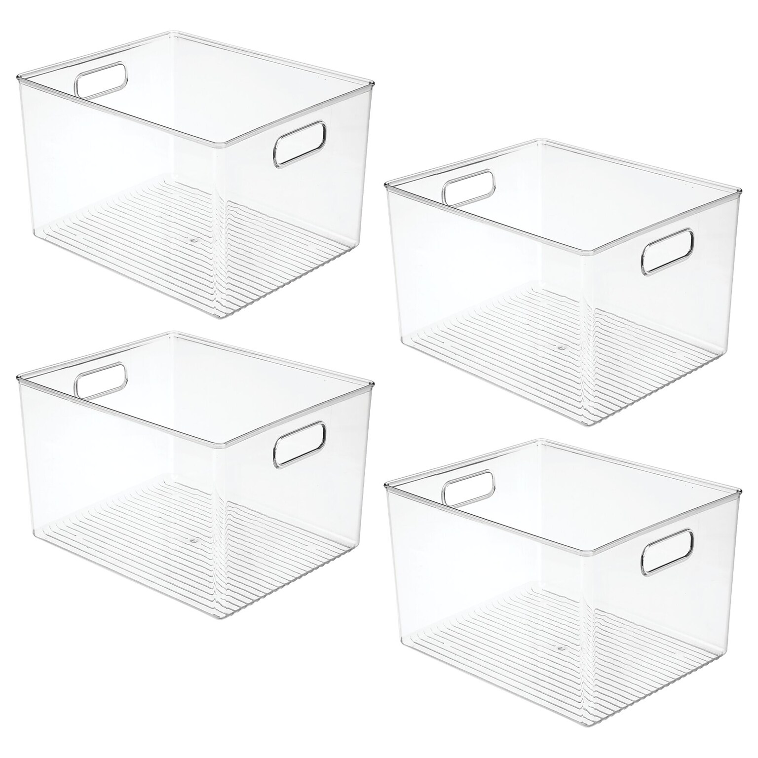 Plastic Storage Bins with Handles for Household Storage and Organization - Ideal for Kitchen, Bathroom, or Home Office