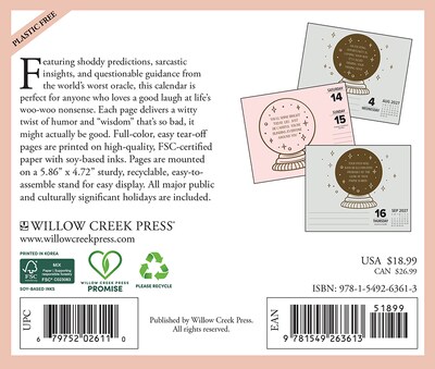 2027 Willow Creek Miss Fortune: Slightly Psychic Mostly Clueless 5.4 x 6.2 Day-to-Day Calendar (63613)