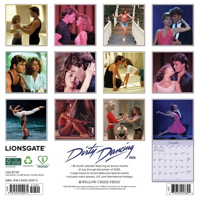 2026 Willow Creek Dirty Dancing 12 x 12 Monthly Wall Calendar (50972)