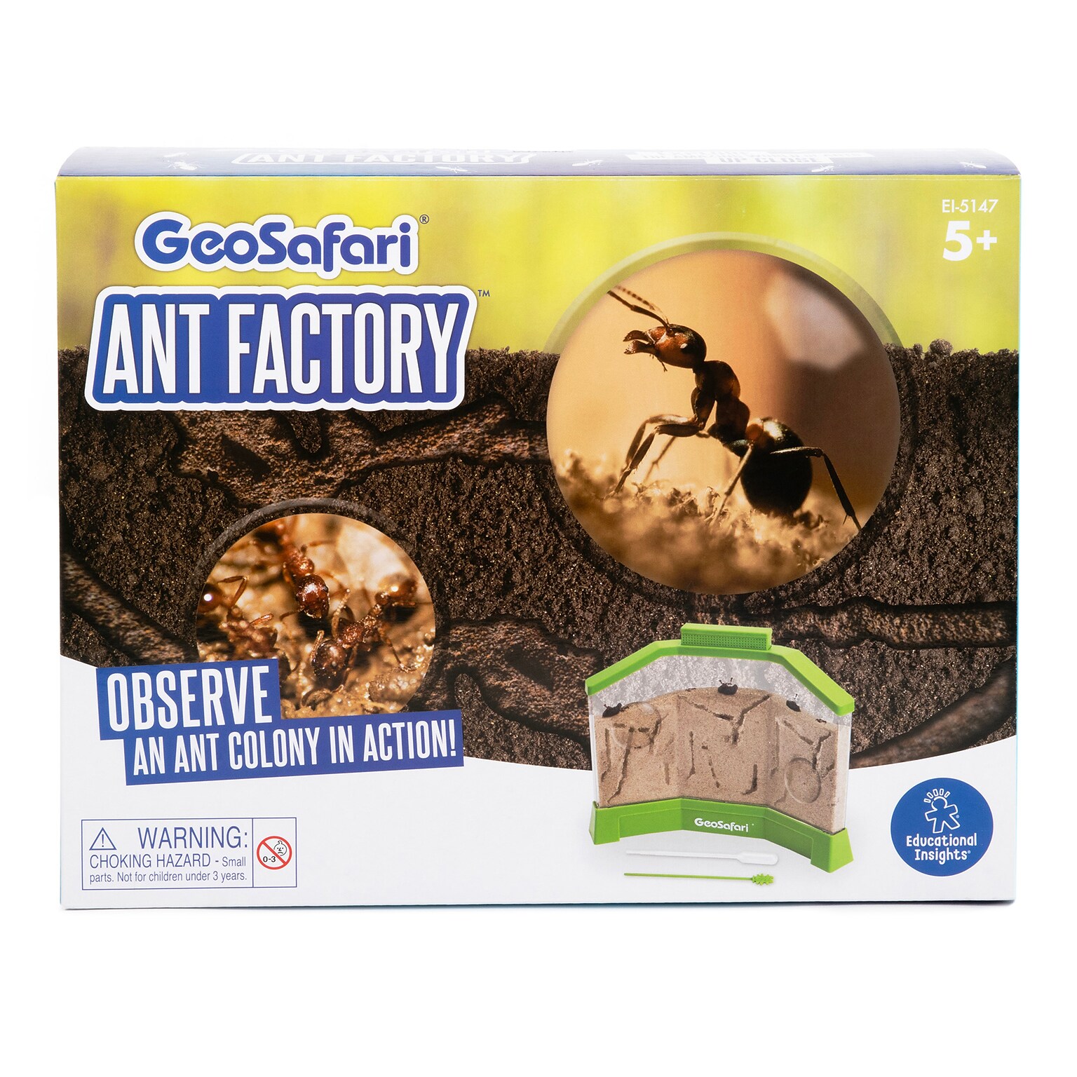 Educational Insights GeoSafari Ant Factory, Observe Live Ants (voucher included to order free ants) in Habitat (EI-5147)