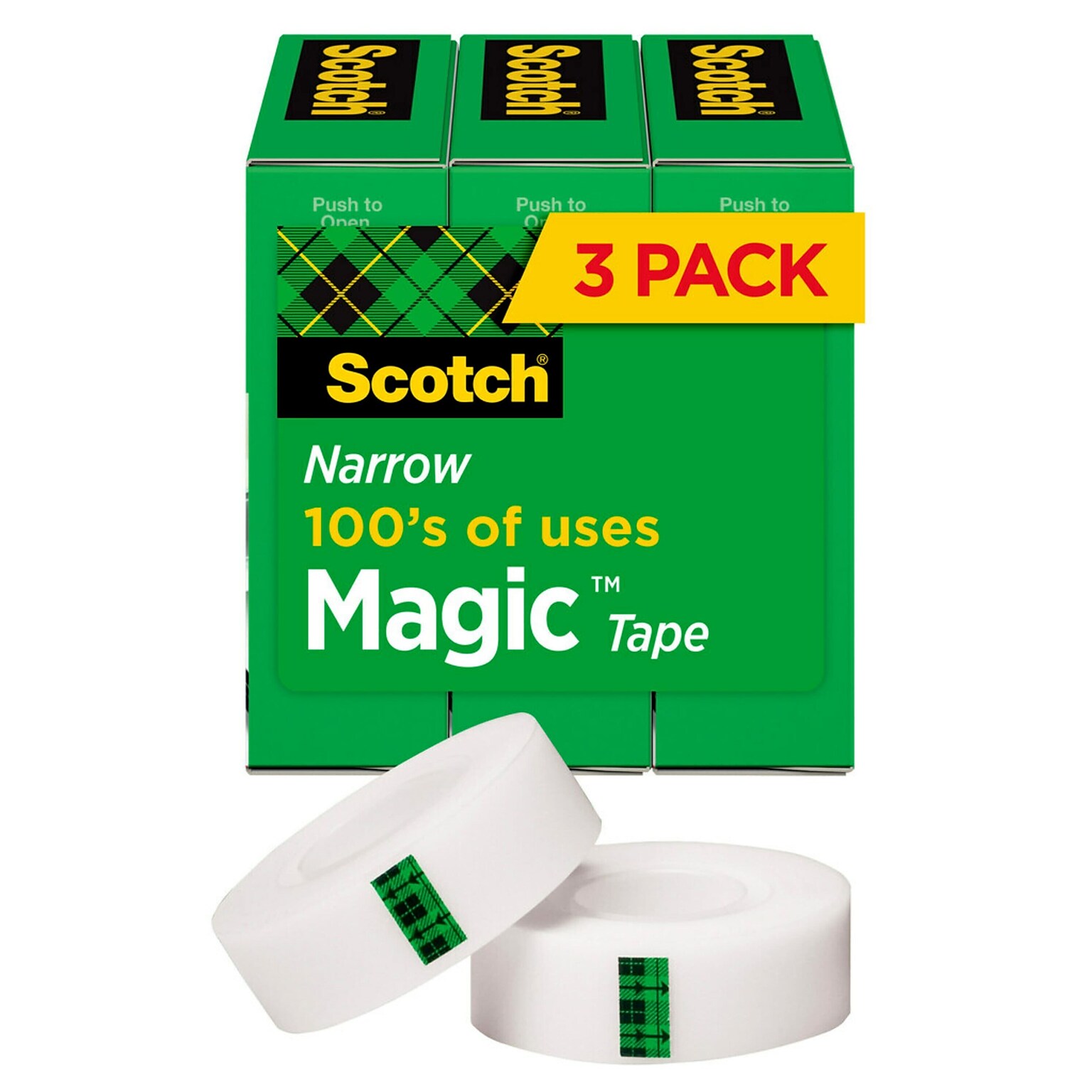 Scotch® Magic™ Invisible Tape, 1/2 x 36 yds., 3 Rolls (810H3)