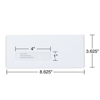 Staples® Left Window Security-Tint Gummed Check-Size #8-5/8 Envelopes, 500/Box