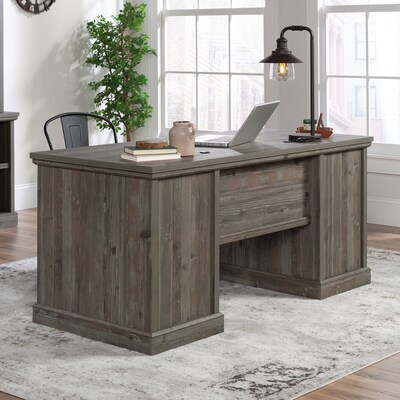 Sauder Aspen Post 65"W Executive Computer Desk, Pebble Pine (433677)