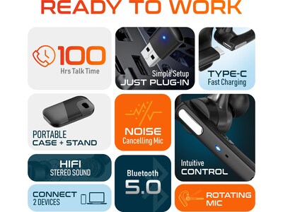 Delton 90X Ultralight Executive Wireless Noise Canceling Bluetooth Headset with 1080p Webcam (DBTHEAD90XBTDLCAM)